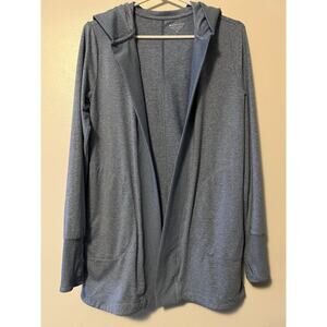 Athleta Uptempo Wrap Women’s XS Cardigan Sweater Hoodie Open Front Heather Blue